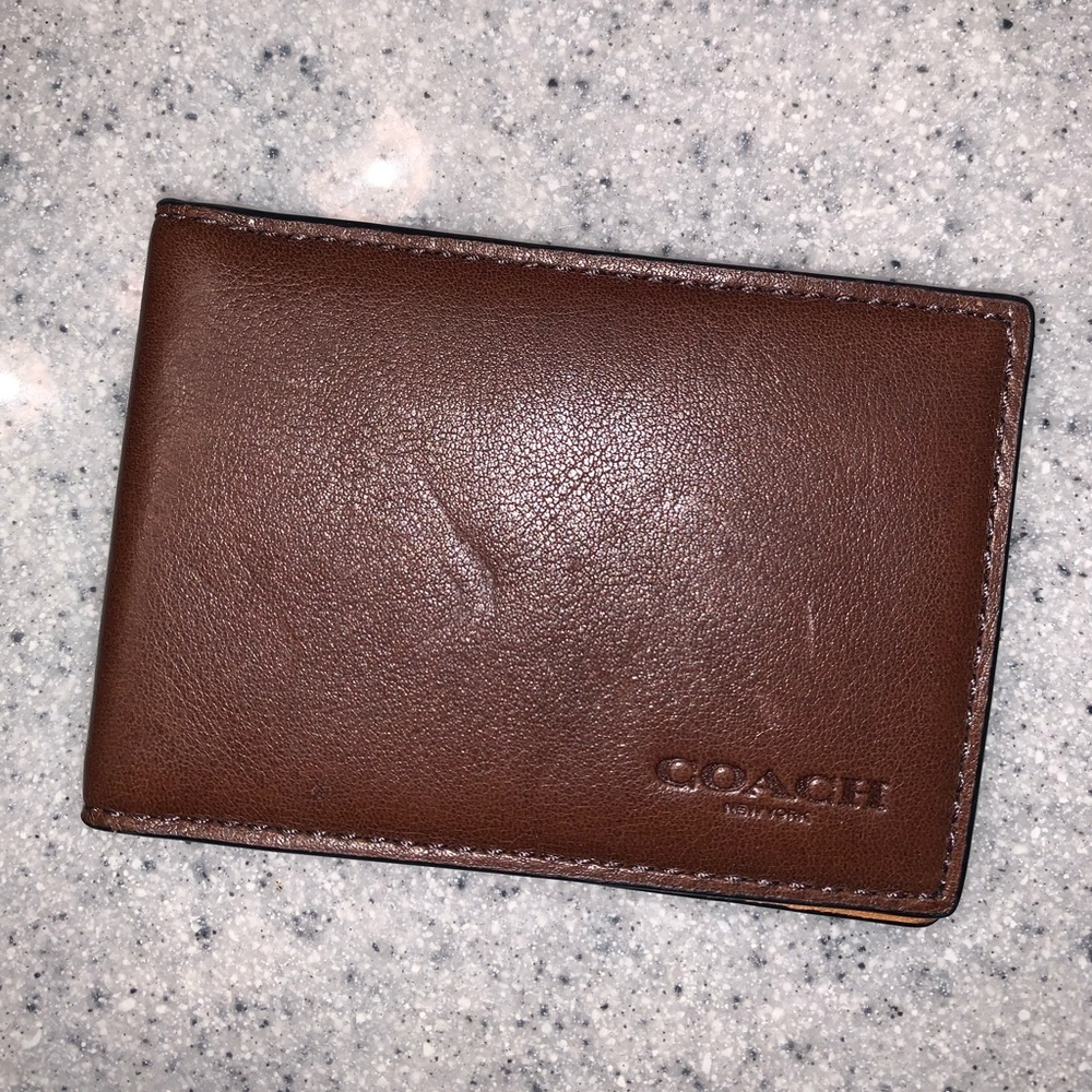 Coach wallet brown  leather with ID & card slot